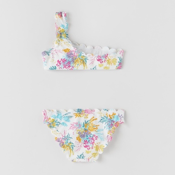 NWT. Zara Kids Floral Print Bikini with Scalloped Trim. Size 13-14. - Picture 2 of 7